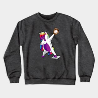 Dabbing Baseball loving Unicorn Crewneck Sweatshirt